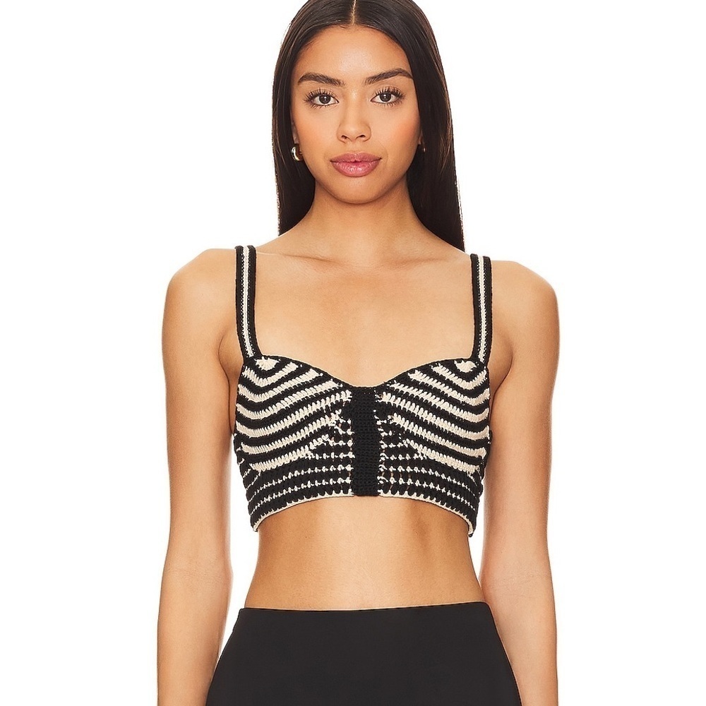 Lovers & Friends From REVOLVE Tropica Top in Black And Beige 100% Cotton